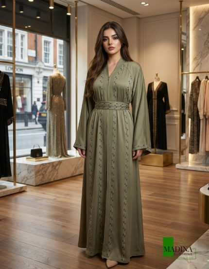 Olive Serenity Embellished Abaya