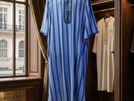 Atlas Blue Striped Moroccan Jubba