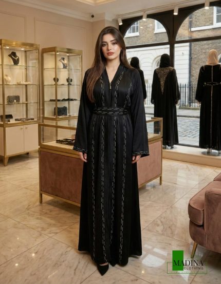 Safiyya Luxe Crystal Embellished Abaya - Black