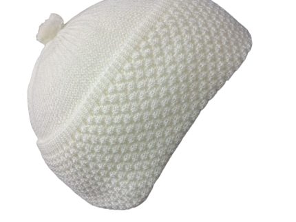 Classic Textured White Knitted Kufi