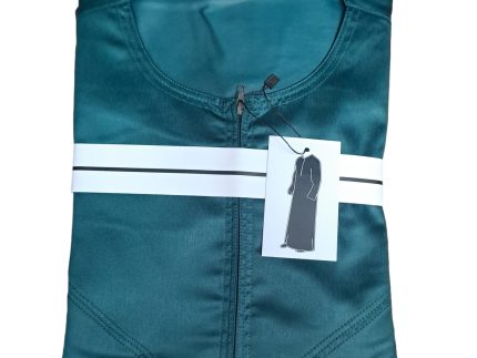 Elegant Teal Satin Zip Thobe