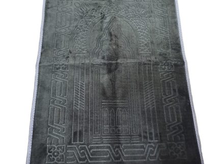 Elegant Silver Grey Embossed Velvet Prayer Mat