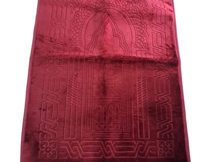 Premium Burgundy Velvet Embossed Prayer Mat