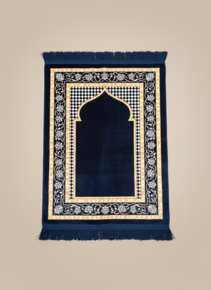 Luxury Royal Navy Velvet Prayer Mat