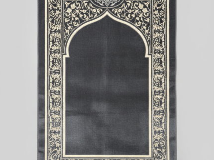 Plush Charcoal Mihrab Prayer Mat