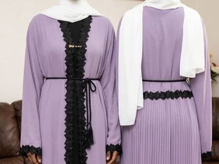 Chiffon 2-piece Floral Open Abaya