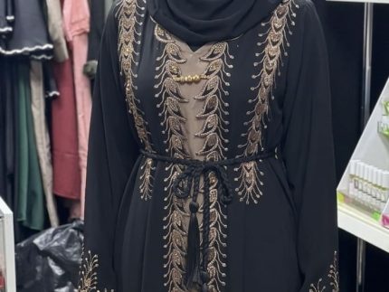 Elegant Two-Piece Open Abaya with an Inner Abaya