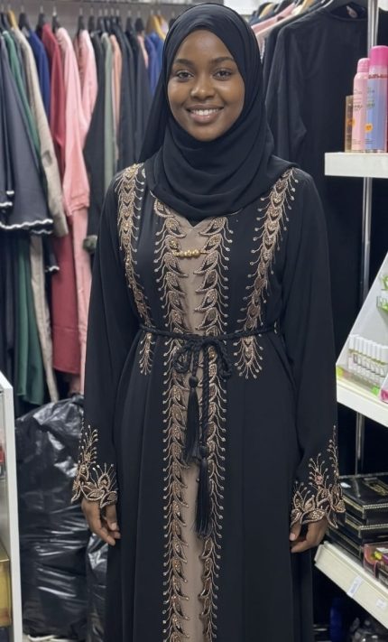 Elegant Two-Piece Open Abaya with an Inner Abaya